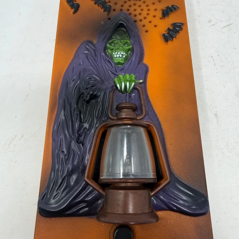 Vintage 1995 Toy State Halloween Grim Reaper Lantern Spooky Sound Wall Plaque